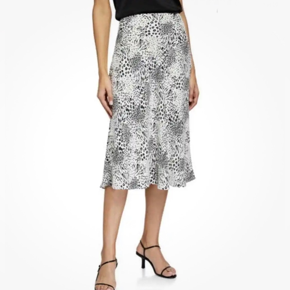Joie 0 Animal Print Midi Skirt ~ Black & White
